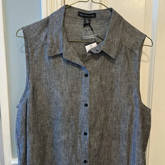 Saks Fifth Ave 100% Linen Summer Beach Dress, Size Large, New With Tags. - Picture 2 of 11